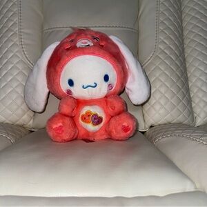 Adorable Coral and White Plush Bunny